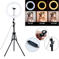 Miniatyrbillede 1 af 10: Selfie Lampe LED Ringlys Stativ 160 cm + Fjernbetjening Sort