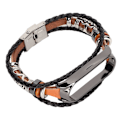 Pikkukuva 2 / 8: Älykellohihna Nahkainen Ranneke Vaihto Vintage-tyylille Mi Band 6 5 NFC:lle (Ruskea Musta)