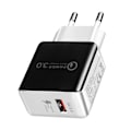 Miniatyrbilde 1 av 8: Universal QC3.0 USB-lader EU-kontakt 18W Hurtig lading 3.0 Rask adapter Vegg Mobiltelefonlader