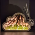 Miniatyrbillede 3 af 4: Tulipan Natlampe Spejl, DIY Sky Tulipan Lampe Stue Sengelampe Dekorationer Tulipan Bordlampe Sengelampe til Par, Venner, Børn Blue