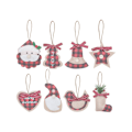 Miniatyrbillede 4 af 8: Håndlavede Julepynt i Filt - Juletræspynt - Rød og Sort Buffalo Plaid A