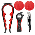 Miniatyrbild 1 av 9: Multifunktionell flasköppnare, burköppnare set, 5-i-1 ölflasköppnare, 4-i-1 flasköppnare, kökslockskruv Black and Red 5pcs