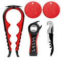 Pikkukuva 1 / 9: Monitoiminen pullonavaaja Tölkinavaajasetti, 5-in-1 olutpullonavaaja, 4-in-1 pullonavaaja, keittiön korkkiruuvi Black and Red 5pcs