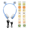 Miniatyrbild 1 av 7: Barn Bluetooth-hörlurar hopfällbara HiFi-stereotecknade barnheadset med mikrofon och LED-ljus för hemresor Skola Blå