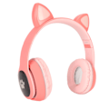 Miniatyrbillede 7 af 8: Katteøre Gaming Headset Bluetooth Support Lille Hukommelseskort LINEIN Mode Gaming Hovedtelefon med LED Mikrofon Pink