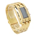 Miniatyrbillede 7 af 8: Herre-ur Mode Elegant Vandafvisende Alloy Herre-LED-ur med Binær Tid Visning (Mænds Guld)