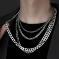 Miniatyrbild 8 av 9: Modehalsband för män, kragekedja, herrkedja, tillbehör, titanstål, kubansk länkkedja 8mm Width 50cm
