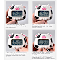 Miniatyrbild 7 av 7: Digital Kökstimer Uppräkning Nedräkning Cartoon Djurljud Blinkande Alarm Enkel Användning med Stativ för Matlagning Undervisning Vit Ko