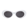 Miniatyrbillede 2 af 4: Hvide Store Runde Retro Solbriller Sort Glas