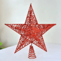 Miniatyrbilde 7 av 7: Juletrærtoppstjerne i jern med ledningslamper, femspissstjerne, jernjulepynt Silver 15*20cm