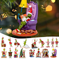 Miniatyrbillede 2 af 10: Julepynt med Grinch - 2D fladt akrylvedhæng, grøn pelsmonster, juletræspynt, julegave 7
