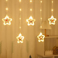 Miniatyrbilde 2 av 3: Julepynt Lyslenke Femspisset Stjerne Gardinlys LED Fargede Lamp Christmas Tree Battery Type