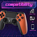 Miniatyrbillede 3 af 6: NK Trådløs Controller til PS4/PS3/PC/Mobil, 6-akset Detektorfunktion, LED-lys, Touchscreen orange