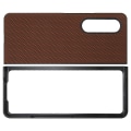Miniatyrbillede 3 af 7: Telefon Cover Foldbar Mobiltelefon Beskyttelsesetui Fuld Beskyttelse til Galaxy Z Fold 3 Kulfiberstruktur Kaffe
