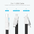 Pikkukuva 3 / 5: 3-in-1 USB-kaapeli, USB-mobiilidatakaapeli, mini-avaimenperälaturi, mini-avaimenperän latauskaapelit, Lightning-kaapeli, Micro USB, Type-C-kaapelit, kannettava miniavain
