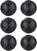Dww-Black, 6-pak kabelklips til X-kabel Multi Desktop USB-strømkabel, øretelefoner, TV PC bærbar computer hjemmekontor