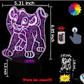 Miniatyrbillede 2 af 3: Tegneserie Simba Løve Kongen 3D LED Børne Natlys Flerfarvet USB Opladning Dyr Bord Optisk Illusion Lampe Soveværelse Dekoration