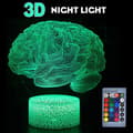 3D Hjerne LED Morsom Nattlys Fjernkontroll Berøring USB Bordlampe for Barn Leker Gave
