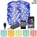 Miniatyrbilde 1 av 5: Smart RGB-lyslenke for juledekorasjon, julepynt, Bluetooth 4.0, app-fjernkontroll, musikk