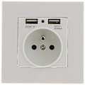 Miniatyrbilde 3 av 5: Veggkontakt, veggstrømuttak med dobbel USB - lader for iPhone/Android 1 stk