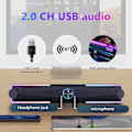 Miniatyrbillede 3 af 4: Computer Bluetooth-højttaler med dobbelte højttalere, RGB-lys, subwoofer, stereo surround, USB-stereo, computer, tv, universelt lydsystem