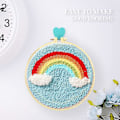 Miniatyrbillede 2 af 3: Tæppekrogningssæt, Latch Hook Rug Kit, Håndlavet Diy Strik Uld Broderi Med Punch, Nem Fremstilling (regnbue)