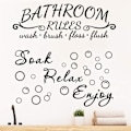 Pikkukuva 1 / 4: 2 kappaletta kylpyhuoneen seinätarraa Soak Relax Enjoy Kylpyhuoneen säännöt seinätarra vinyyli