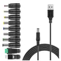 Usb-DC-virtakaapeli, yleinen USB-DC-liitin, latauskaapeli, virtajohto, jossa 10 vaihdettavaa pistoketta (musta)