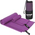 2-pack Mikrofiber Snabbtorkande Resegårds Handdukar, Lila, (60''x30'', 24''x15'')