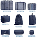 Miniatyrbild 3 av 6: Resväska Packningskuber - 9-delars Resväska Packningskuber Lätt Resväska Organizer Set Bagage Packnings Organizer - Marinblå