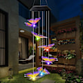Miniatyrbilde 1 av 5: LED solcellelys vindklokkespill lys, overraskelsesgave til kjærester, mødre, datter, hagehengende spinnerlampe, fargeskiftende eventyrlys, utendørsdekor