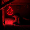 Miniatyrbild 3 av 5: Hängande Ljus i Form av Flamma, USB- eller Batteridriven Eld Neon-skylt för Barn Pojkars Rum Dekorationer, Fest, Bar, Födelsedagspresent Röd