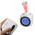 Miniatyrbillede 2 af 4: Vækkeur Laser Projektor Vejr Alarm Skærm, multifunktionel Projektion Klokkespil Ur LED Lys Projektion Gave