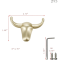 Miniatyrbillede 2 af 5: 2 stk. Taurus Metal Knager i Zink Legering