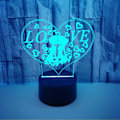 Miniatyrbillede 4 af 5: Kærlighed 3D natlys 3D Illusion Akryl Lampe Visu