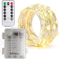 Miniatyrbillede 2 af 5: 2 x 50 LED-batteridrevne lyskæder 5 meter mikro sølvkabel 3AA vandtæt med 8 program fjernbetjening (varm hvid)