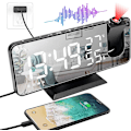 Miniatyrbild 8 av 8: LED digital väckarklocka med 180° projektion, stor LED-display med USB-port, snooze dubbelalarm, 4 projektionsljusstyrkor med automatisk dimmer