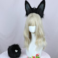 Miniatyrbillede 3 af 5: Stilfulde kaninører pandebånd og hale plysset Halloween Cosplay til kvinder piger（Hvid sort）