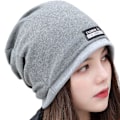 Miniatyrbillede 1 af 5: Slouchy Beanie Hat til mænd og kvinder - Elastisk og let bomuldshat (mørkegrå)