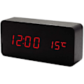 Miniatyrbild 1 av 3: Trädigitalklocka - Multifunktionell LED-väckarklocka med tid/datum/temperaturvisning