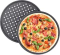 Non-stick beläggning pizzapanna, hushåll DIY bakform, rund perforerad bakform, 2 st