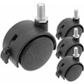 Miniatyrbillede 1 af 5: - Drejelige nylonhjul med bremse 40 mm M8 Pakke med 4 (sort)