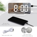 Miniatyrbild 2 av 5: Hög ljudvibrerande väckarklocka Snooze för tunga sovande vuxna döva, digital spegelklocka med sängvibrator