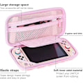 Miniatyrbild 2 av 5: Rosa Bärväska för Nintendo Switch/Switch OLED-modell (2021) - Söt Sakura Förvaringsväska för Resor med Axelrem, Tumgrepp och Härdat Skyddsskärm