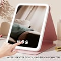 Miniatyrbillede 5 af 7: Foldbar Makeup Spejl med Lys, Genopladeligt Bærbart Rejsespejl, Touch Screen med 3 Farver Lys, Trinløs Justerbar, Pink