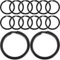 Pikkukuva 1 / 2: 50 kpl litteitä avainrenkaita Metalliset avainrenkaat DIY avaimenperän renkaat Pyöreät avainrenkaat Litteät O-muotoiset renkaat（2.5X2.5cm，Musta）