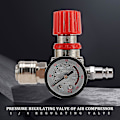 Miniatyrbild 2 av 5: 1/4 tums tryckregulator Kompressor Tryckregulator Reduceringsventil 3 Håls Kontrollventil 12 Ba