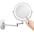 Miniatyrbillede 1 af 5: 10x forstørrende spejl med vægmontering, LED-sminke spejle med 0,5 timers automatisk sluk-funktion, drevet af 4 AAA-batterier (ikke inkluderet) Ideel til B
