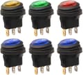 6 stk 12V-24VDC vippebryter LED-lys, vanntett rund trykknapp for bilbåt lastebil.