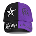 Miniatyrbilde 1 av 4: Svart og hvit fargeblokkerende baseballcaps med femspiss stjerne graffiti baseballcaps student bredbremmet toppluet solskjerm